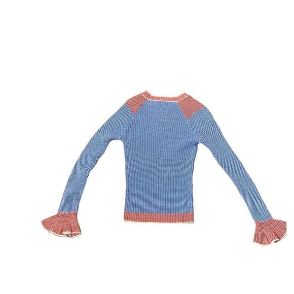 English Factory  Blue & Red Raglan Sleeve Cropped Sweater - XS - Picture 4 of 6
